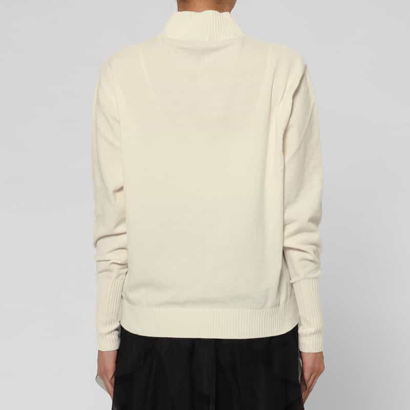 BARNEYS NEW YORK モールヤーン モックネックニットプルオーバー OFF WHITE
