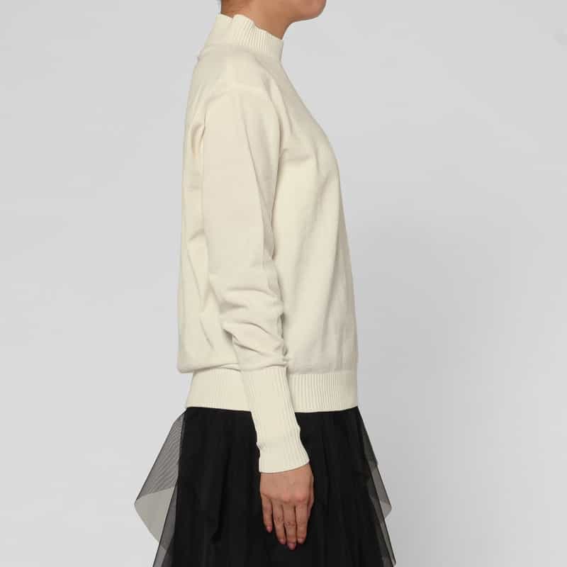 BARNEYS NEW YORK モールヤーン モックネックニットプルオーバー OFF WHITE