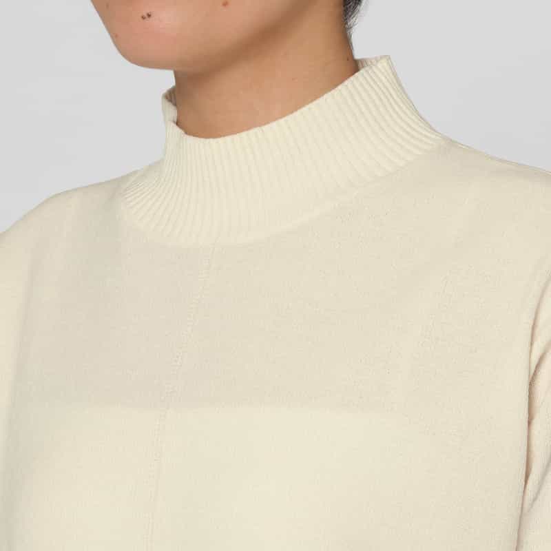 BARNEYS NEW YORK モールヤーン モックネックニットプルオーバー OFF WHITE