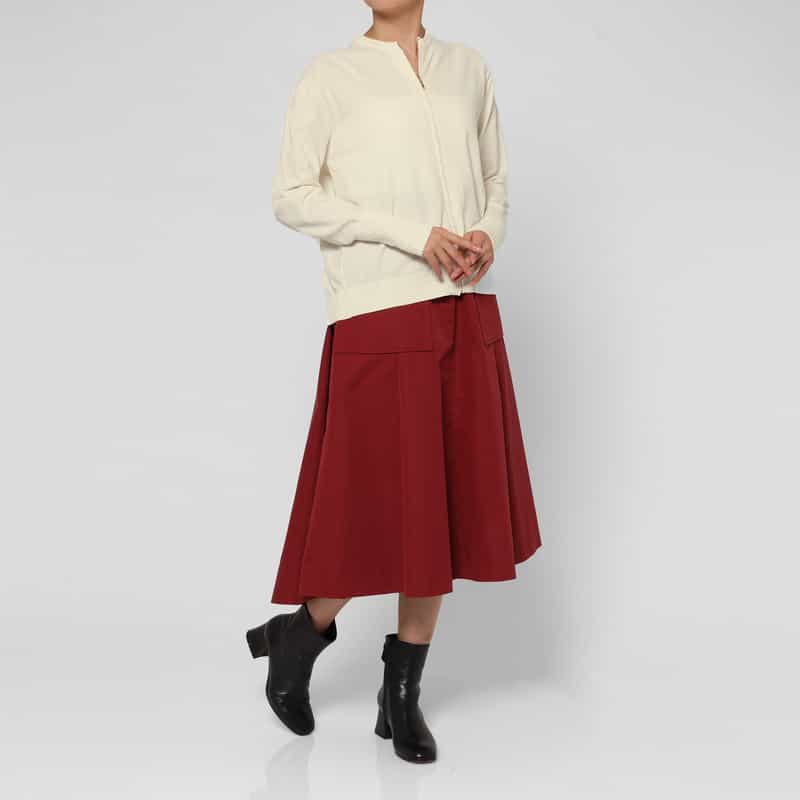 BARNEYS NEW YORK モールヤーン ジップアップニットカーディガン OFF WHITE