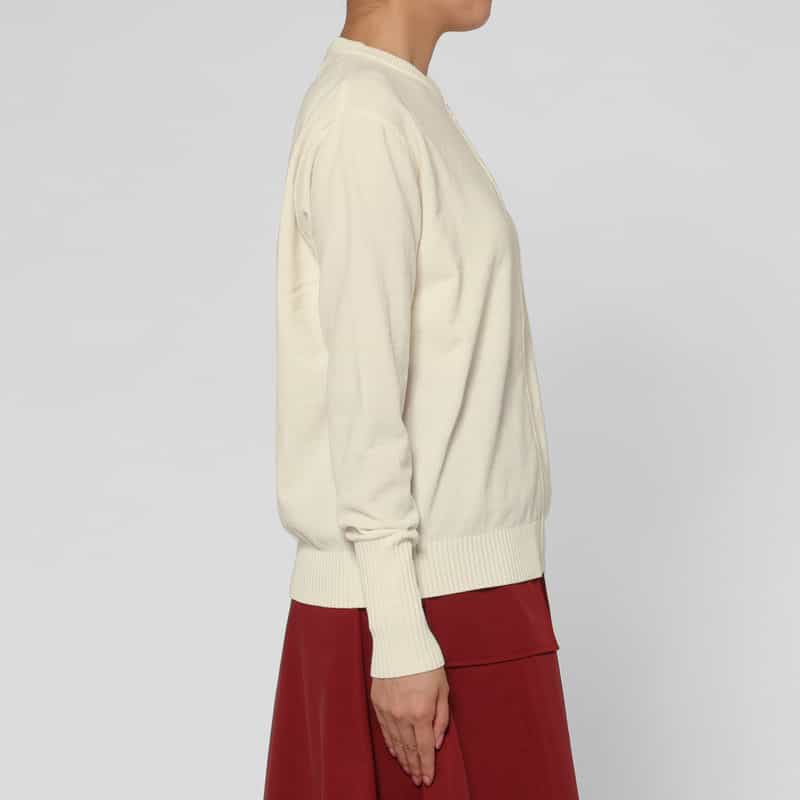 BARNEYS NEW YORK モールヤーン ジップアップニットカーディガン OFF WHITE