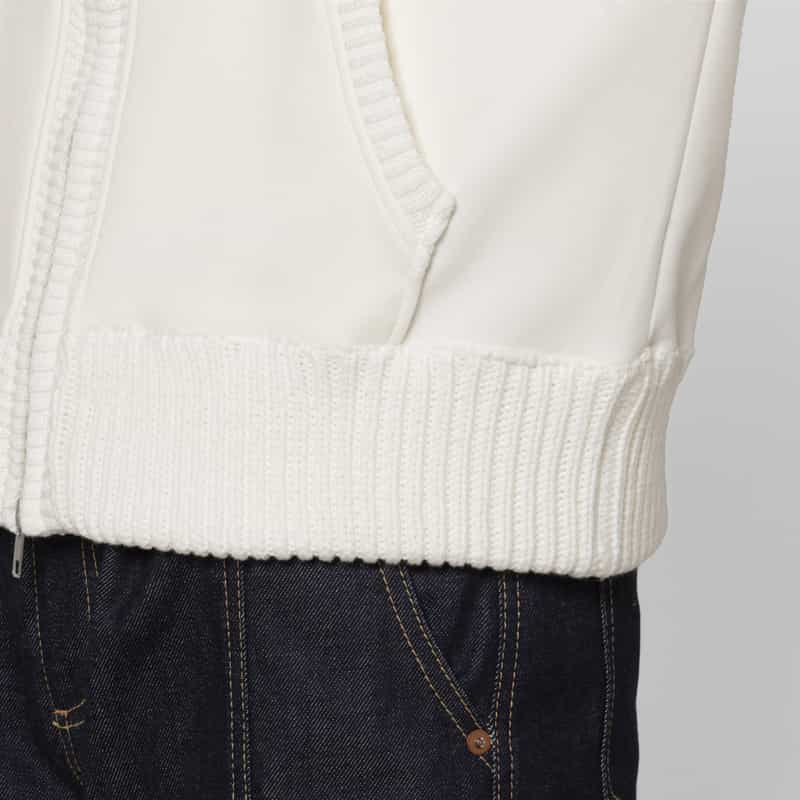 BARNEYS NEW YORK ポンチ×ケーブルニット コンビネーション ジップアップフーデッドパーカー OFF WHITE