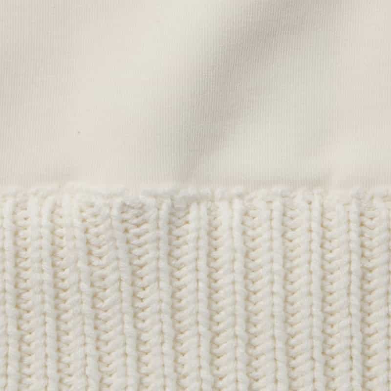 BARNEYS NEW YORK ポンチ×ケーブルニット コンビネーション ジップアップフーデッドパーカー OFF WHITE