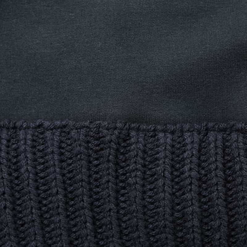 BARNEYS NEW YORK ポンチ×ケーブルニット コンビネーション ジップアップフーデッドパーカー NAVY