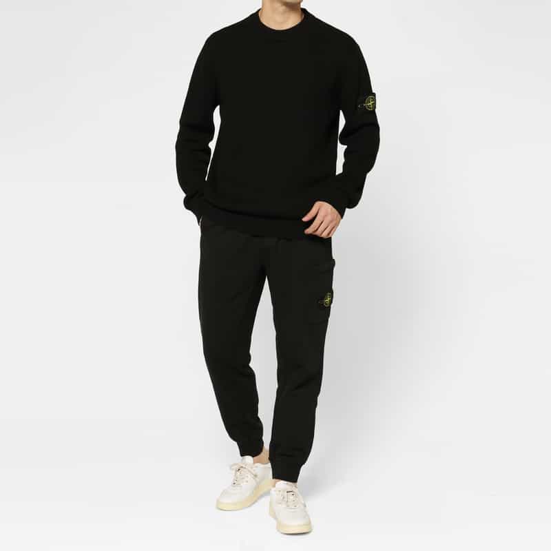 STONE ISLAND STONE ISLAND ＜ストーン アイランド＞ クルーネックニットプルオーバー BLACK
