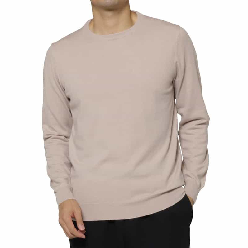 BARNEYS NEW YORK ウール混クルーネックニットプルオーバー BEIGE