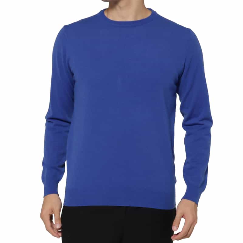 BARNEYS NEW YORK ウール混クルーネックニットプルオーバー BLUE