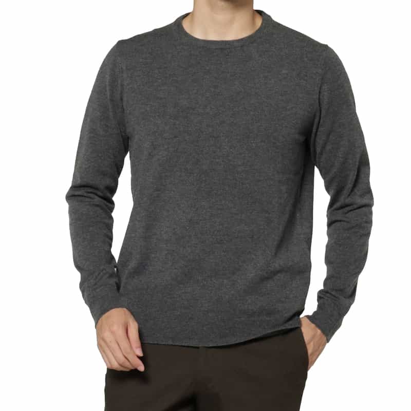 BARNEYS NEW YORK 異素材MIXクルーネックニットプルオーバー GRAY