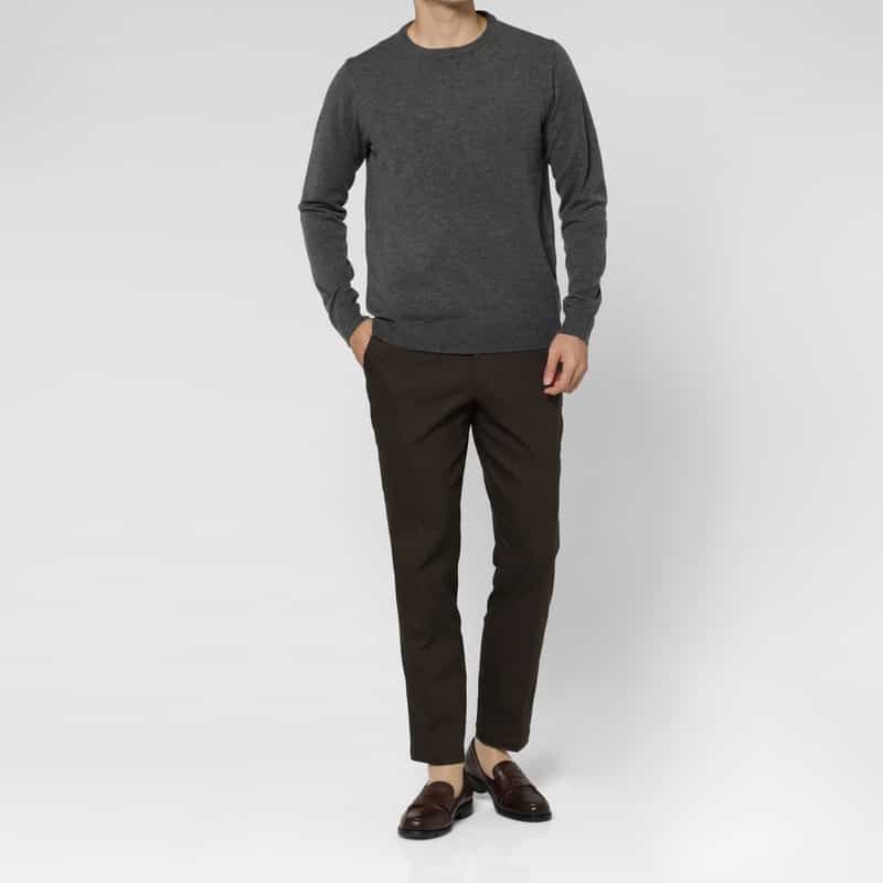 BARNEYS NEW YORK 異素材MIXクルーネックニットプルオーバー GRAY