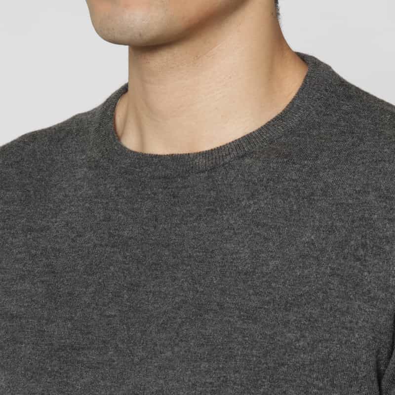 BARNEYS NEW YORK 異素材MIXクルーネックニットプルオーバー GRAY