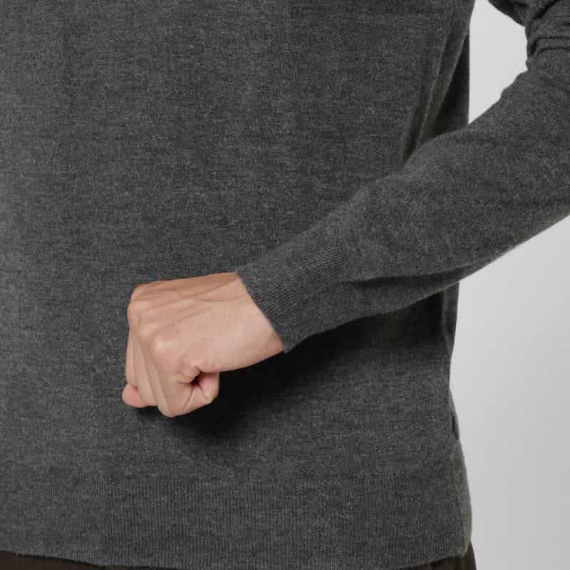 BARNEYS NEW YORK 異素材MIXクルーネックニットプルオーバー GRAY