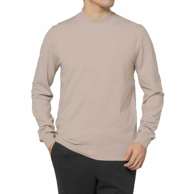 BARNEYS NEW YORK 異素材MIXモックネックニットプルオーバー BEIGE