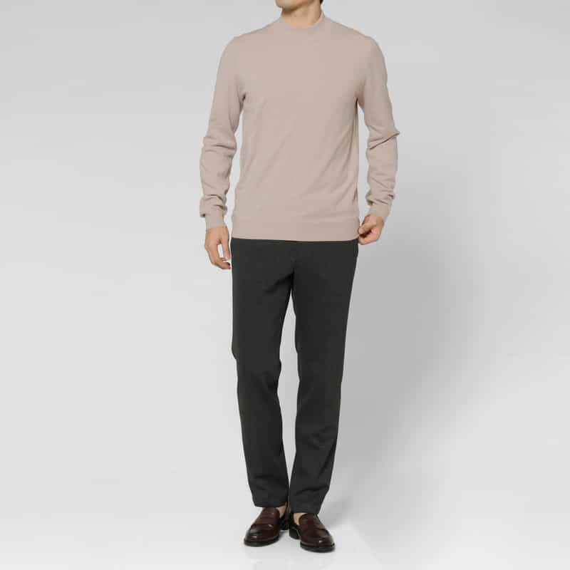 BARNEYS NEW YORK 異素材MIXモックネックニットプルオーバー BEIGE