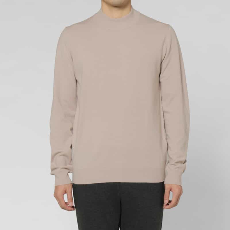 BARNEYS NEW YORK 異素材MIXモックネックニットプルオーバー BEIGE