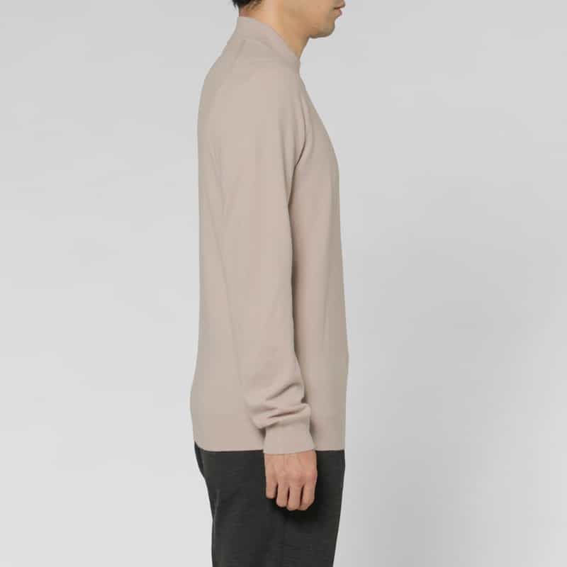 BARNEYS NEW YORK 異素材MIXモックネックニットプルオーバー BEIGE