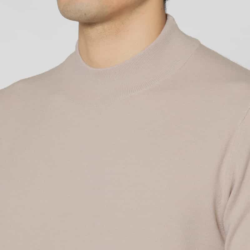 BARNEYS NEW YORK 異素材MIXモックネックニットプルオーバー BEIGE