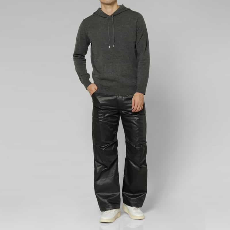 BARNEYS NEW YORK ニット素材パーカープルオーバー GRAY