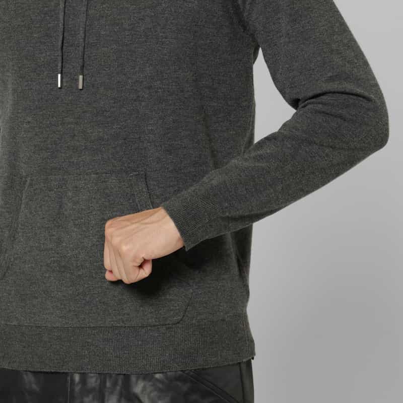 BARNEYS NEW YORK ニット素材パーカープルオーバー GRAY