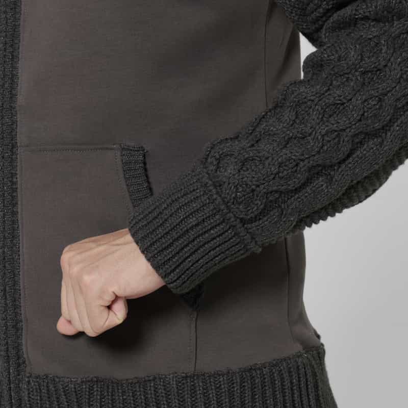 BARNEYS NEW YORK ポンチ素材ケーブルニットジップアップパーカー GRAY