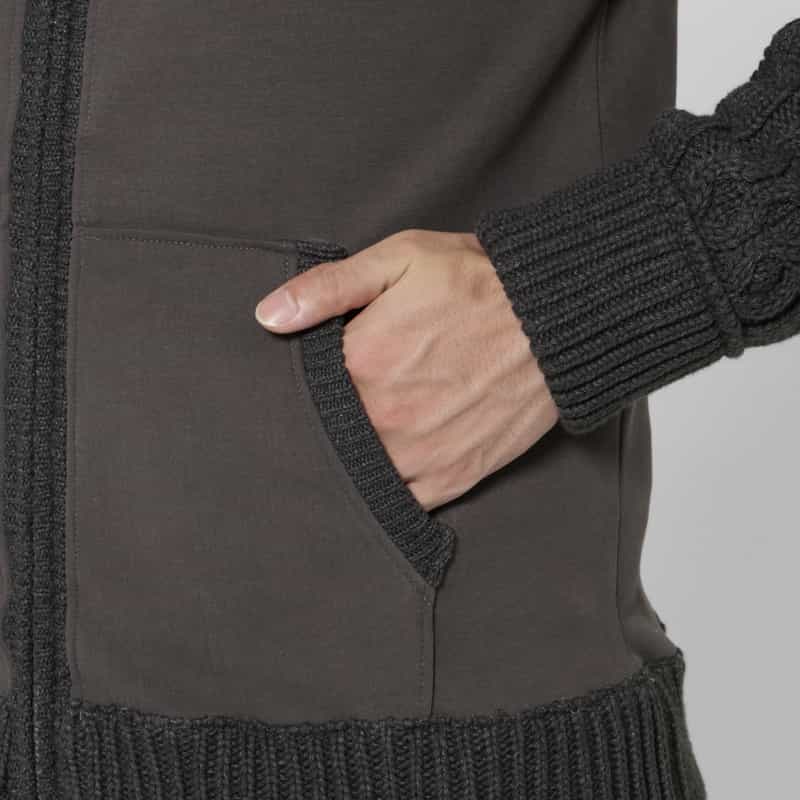 BARNEYS NEW YORK ポンチ素材ケーブルニットジップアップパーカー GRAY