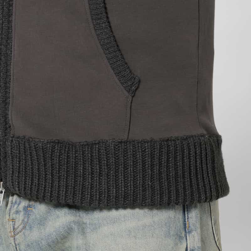 BARNEYS NEW YORK ポンチ素材ケーブルニットジップアップパーカー GRAY
