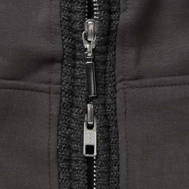 BARNEYS NEW YORK ポンチ素材ケーブルニットジップアップパーカー GRAY