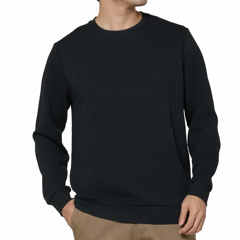 BARNEYS NEW YORK ジャガードバイアス生地クルーネックニットプルオーバー NAVY
