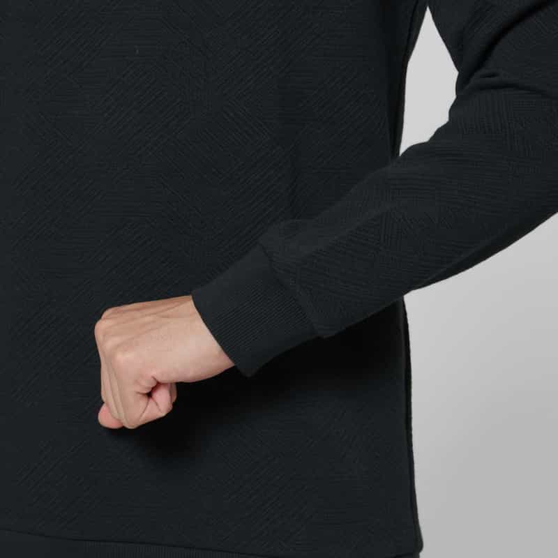 BARNEYS NEW YORK ジャガードバイアス生地クルーネックニットプルオーバー NAVY