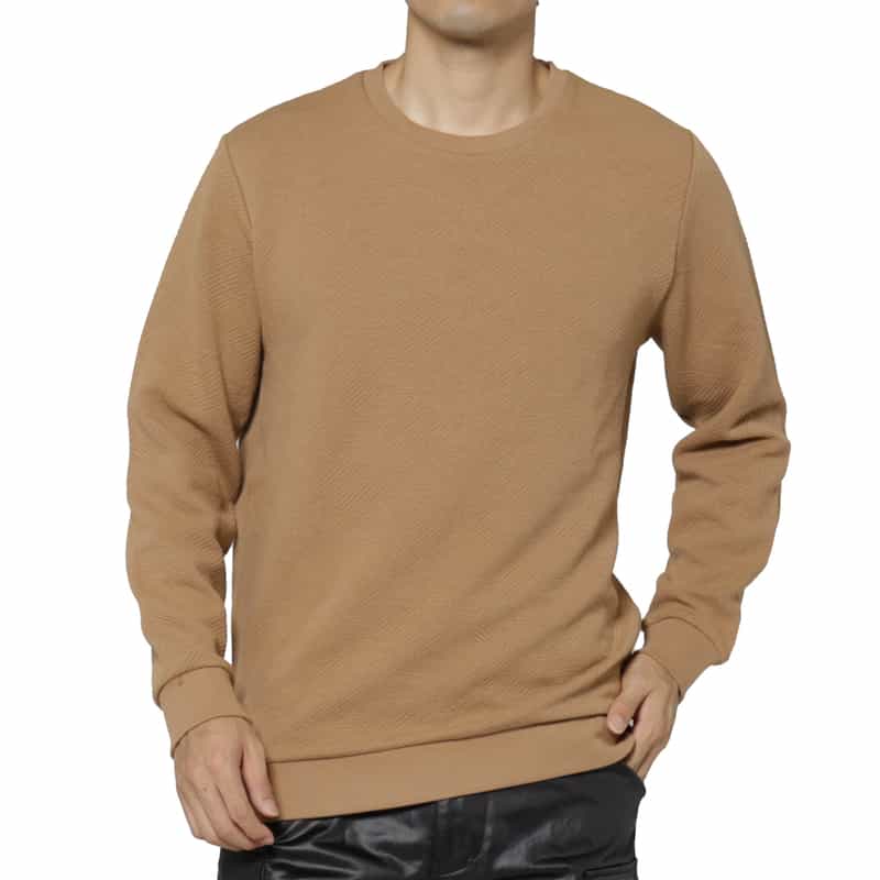 BARNEYS NEW YORK ジャガードバイアス生地クルーネックニットプルオーバー BROWN