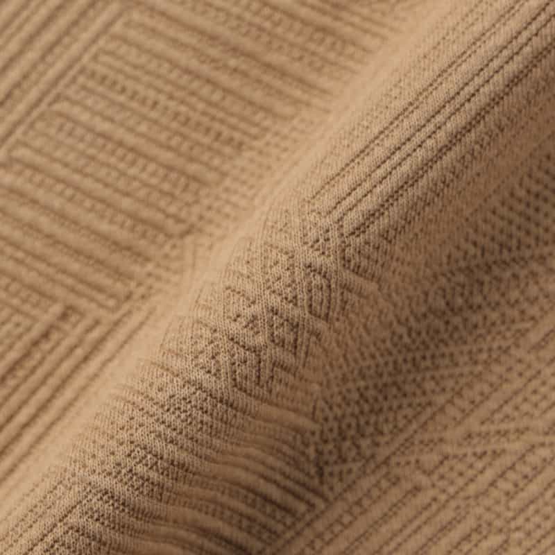BARNEYS NEW YORK ジャガードバイアス生地クルーネックニットプルオーバー BROWN