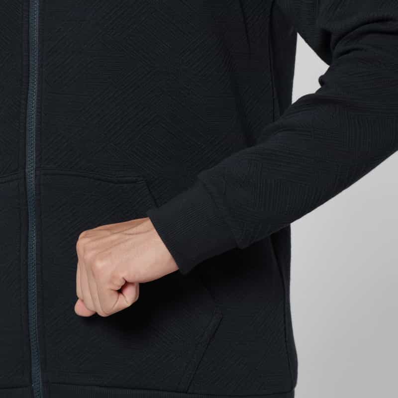 BARNEYS NEW YORK ジャガードバイアス生地ジップアップパーカー NAVY