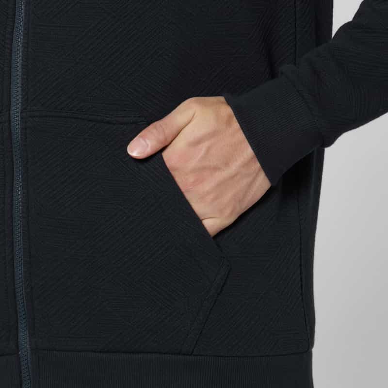 BARNEYS NEW YORK ジャガードバイアス生地ジップアップパーカー NAVY