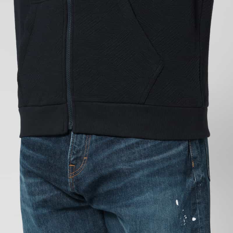 BARNEYS NEW YORK ジャガードバイアス生地ジップアップパーカー NAVY