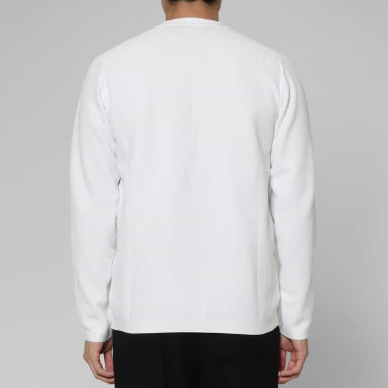 BARNEYS NEW YORK ヘリンボーンリンクス ライダースジップアップニットブルゾン WHITE