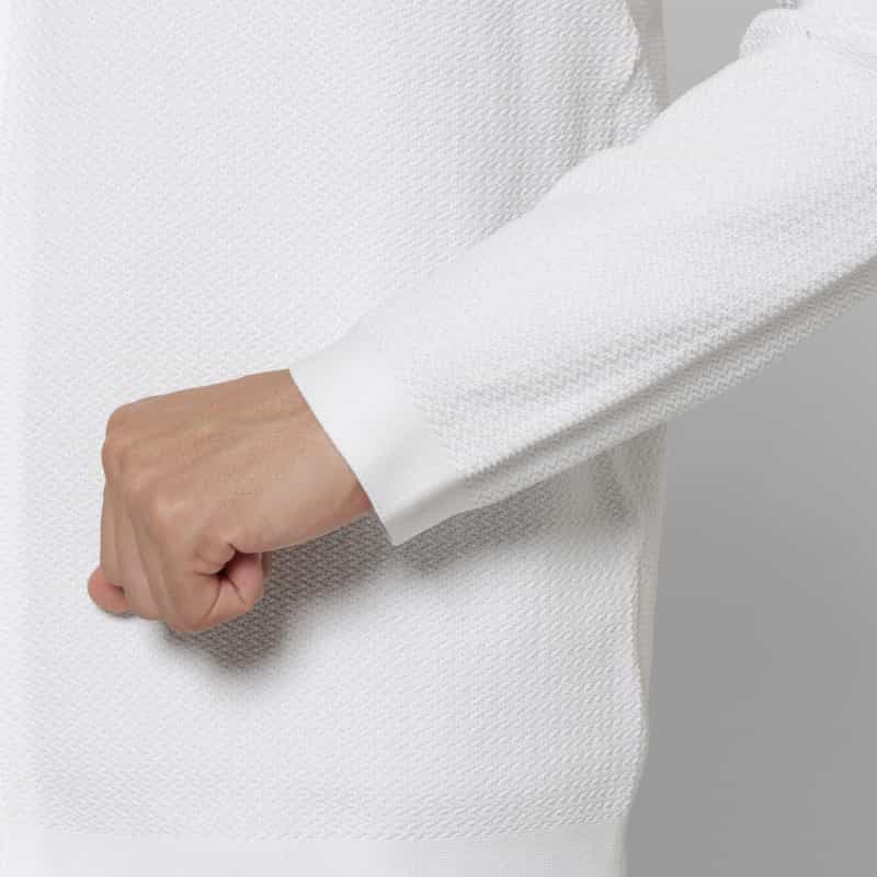 BARNEYS NEW YORK ヘリンボーンリンクス ライダースジップアップニットブルゾン WHITE