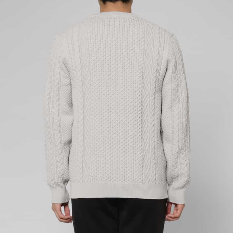 BARNEYS NEW YORK アランケーブルクルーネックニットプルオーバー GRAY