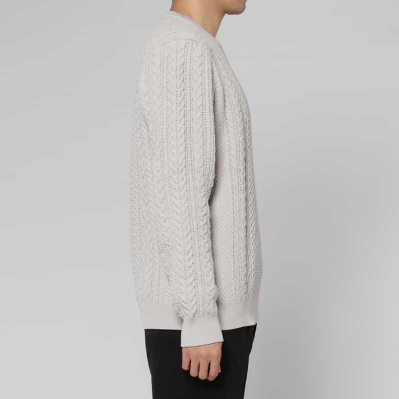 BARNEYS NEW YORK アランケーブルクルーネックニットプルオーバー GRAY