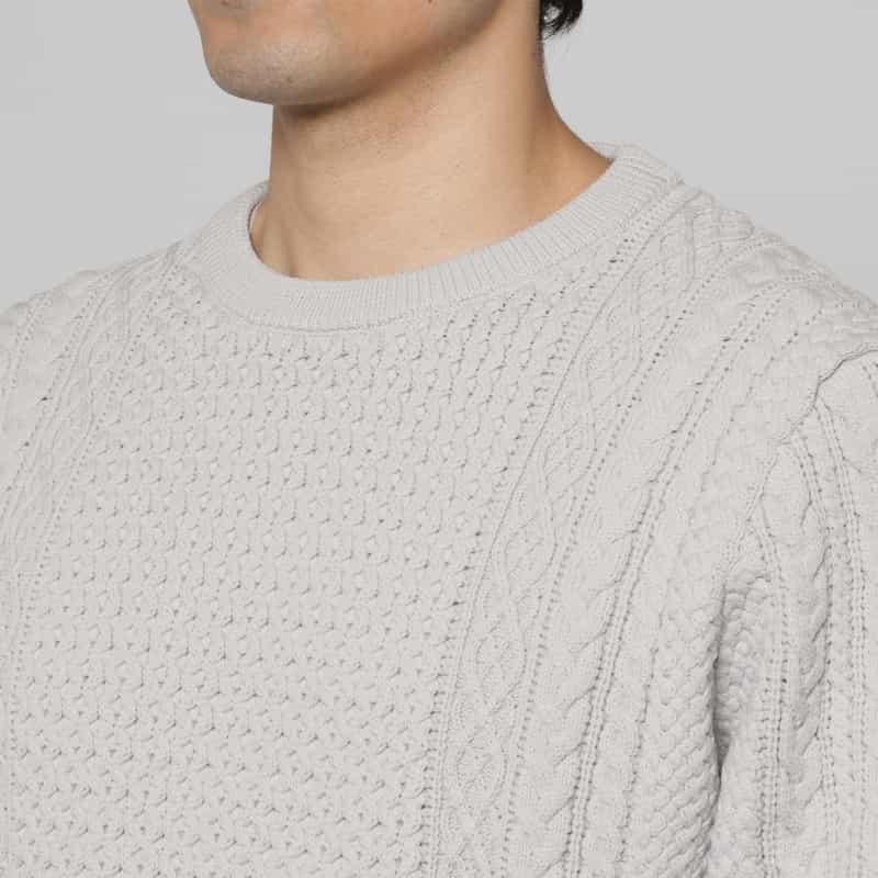 BARNEYS NEW YORK アランケーブルクルーネックニットプルオーバー GRAY
