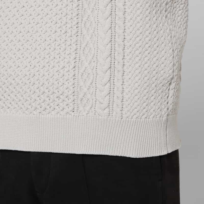 BARNEYS NEW YORK アランケーブルクルーネックニットプルオーバー GRAY