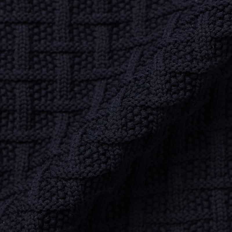 BARNEYS NEW YORK ワッフルニットジップアップパーカー NAVY
