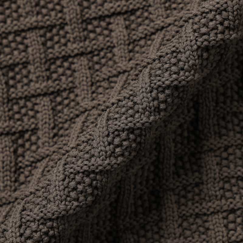 BARNEYS NEW YORK ワッフルニットジップアップパーカー BROWN