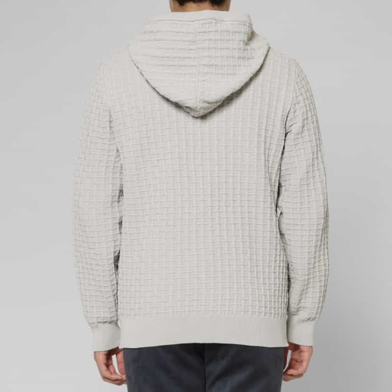 BARNEYS NEW YORK ワッフルニットジップアップパーカー GRAY