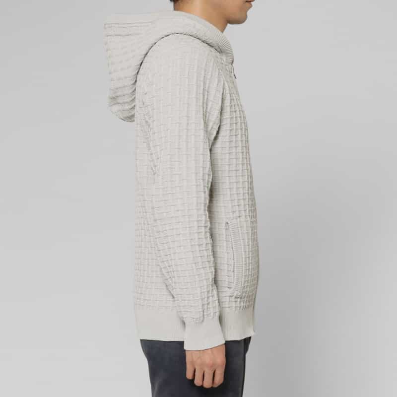 BARNEYS NEW YORK ワッフルニットジップアップパーカー GRAY