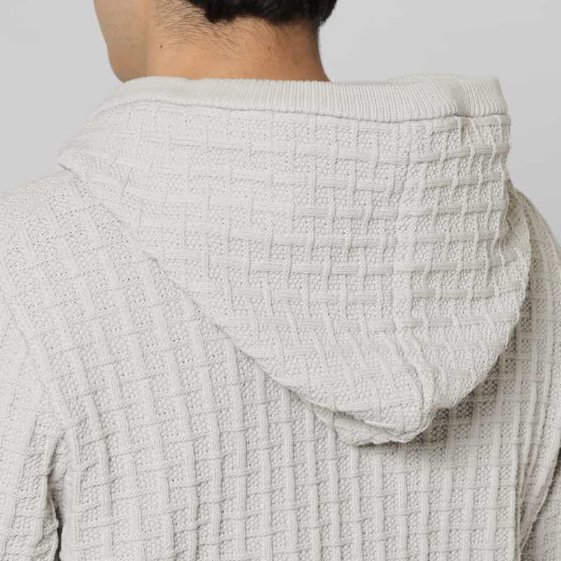 BARNEYS NEW YORK ワッフルニットジップアップパーカー GRAY