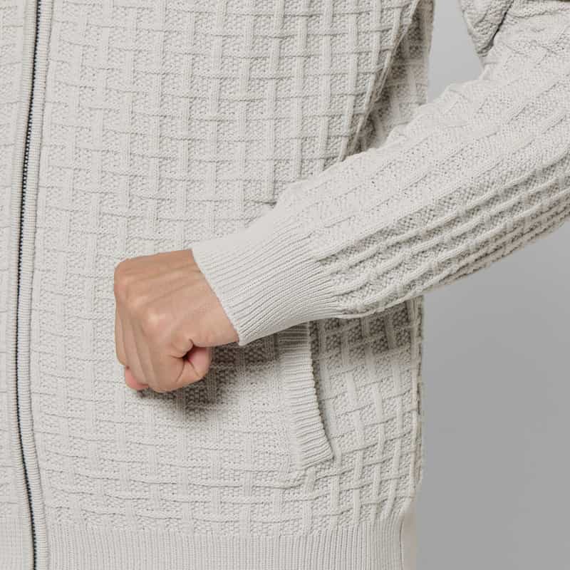 BARNEYS NEW YORK ワッフルニットジップアップパーカー GRAY