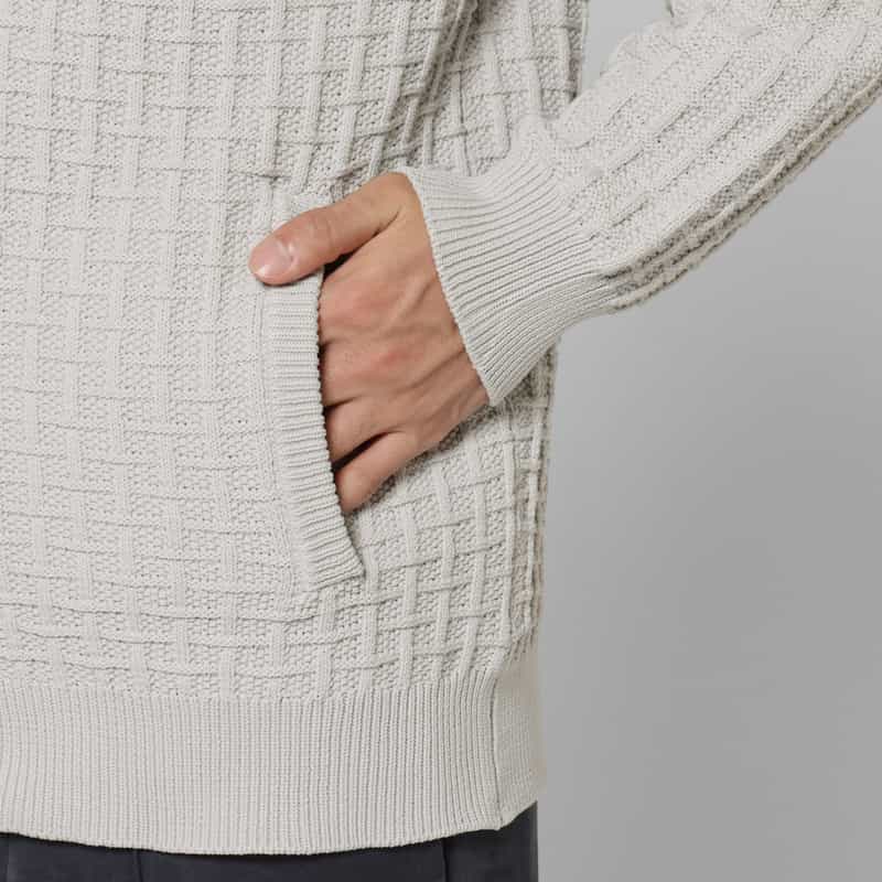 BARNEYS NEW YORK ワッフルニットジップアップパーカー GRAY