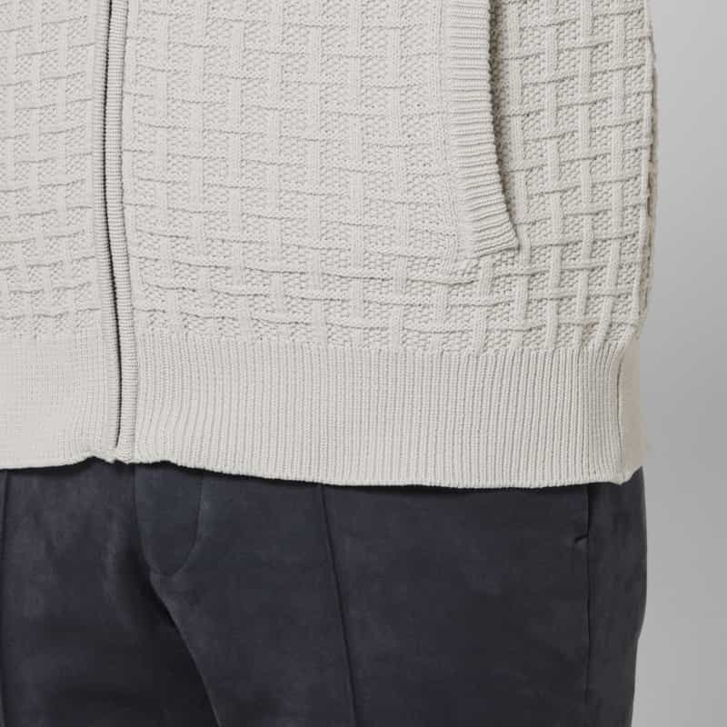 BARNEYS NEW YORK ワッフルニットジップアップパーカー GRAY