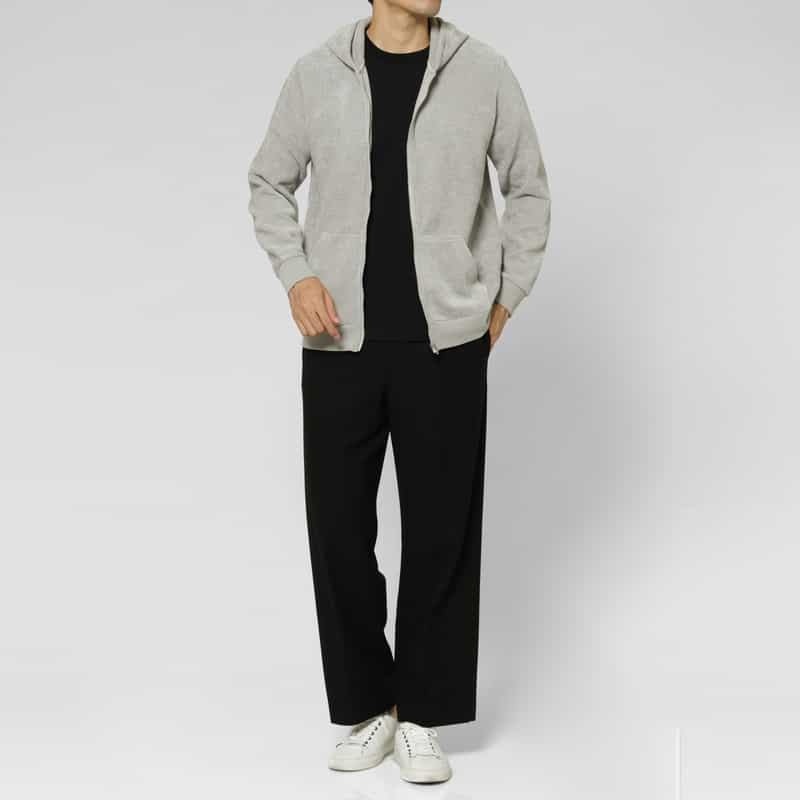 BARNEYS NEW YORK カノコモールジップアップパーカー LIGHT GRAY
