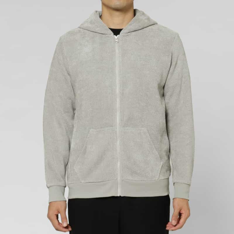 BARNEYS NEW YORK カノコモールジップアップパーカー LIGHT GRAY