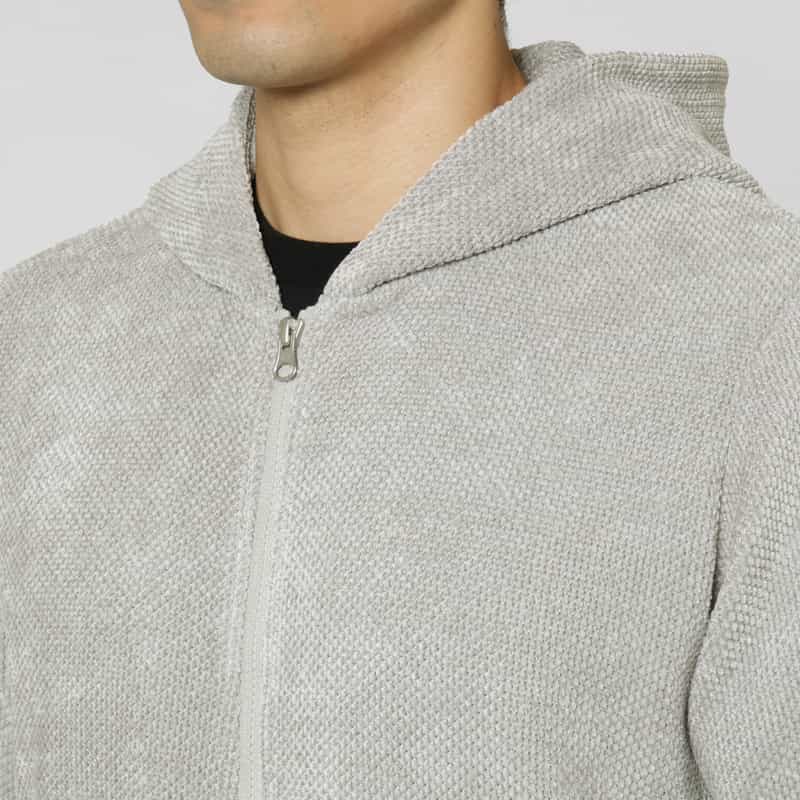 BARNEYS NEW YORK カノコモールジップアップパーカー LIGHT GRAY